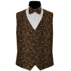 Dark Brown Leopard Vest and Bow Tie Set